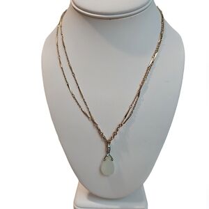 Vintage MONET Moonstone Pendant Necklace in Gold Tone